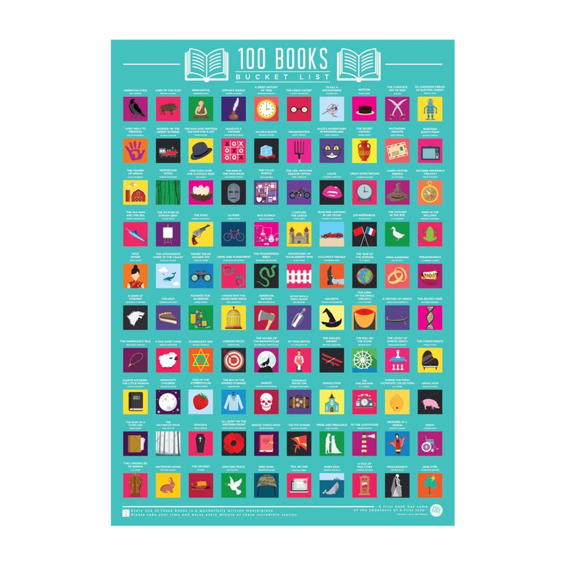 Gift Republic 100 Books Scratch Off Poster Reading Bucket List Poster Wall Art Book Lovers Gift Classic Reads and Iconic Books Gift for Readers - Image 4