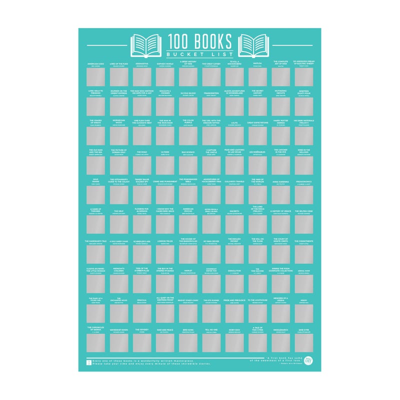 Gift Republic 100 Books Scratch Off Poster Reading Bucket List Poster Wall Art Book Lovers Gift Classic Reads and Iconic Books Gift for Readers - Image 1