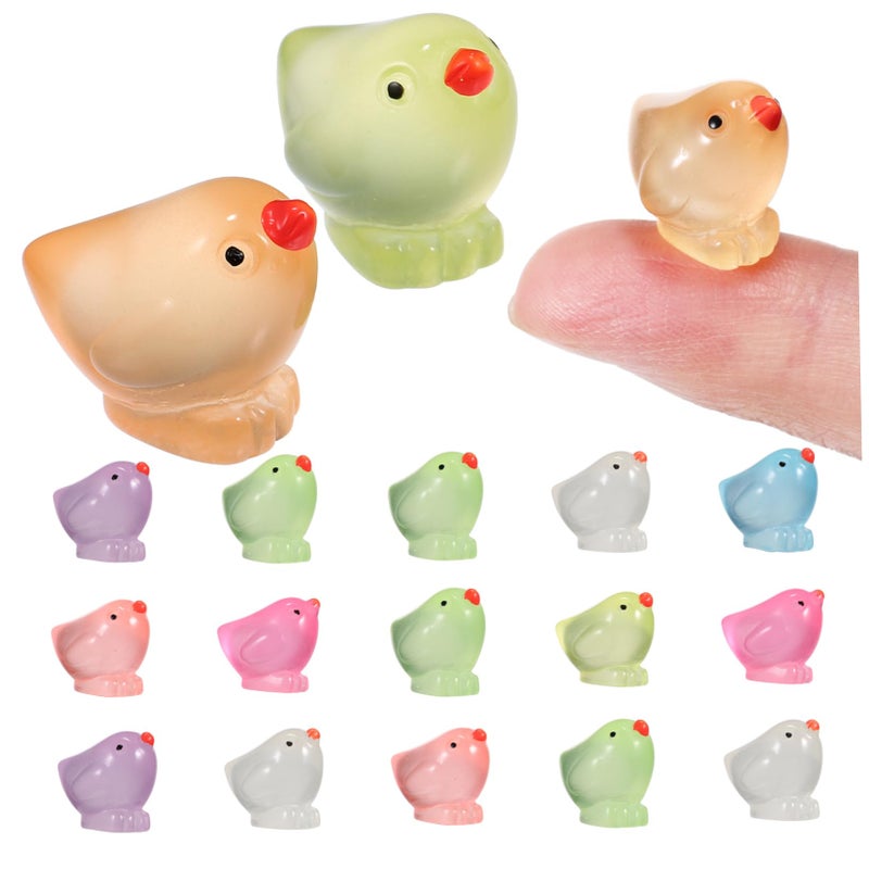 18 Pcs Glow In The Dark Yellow Chick Mini Figures Realistic Keychain - Image 2