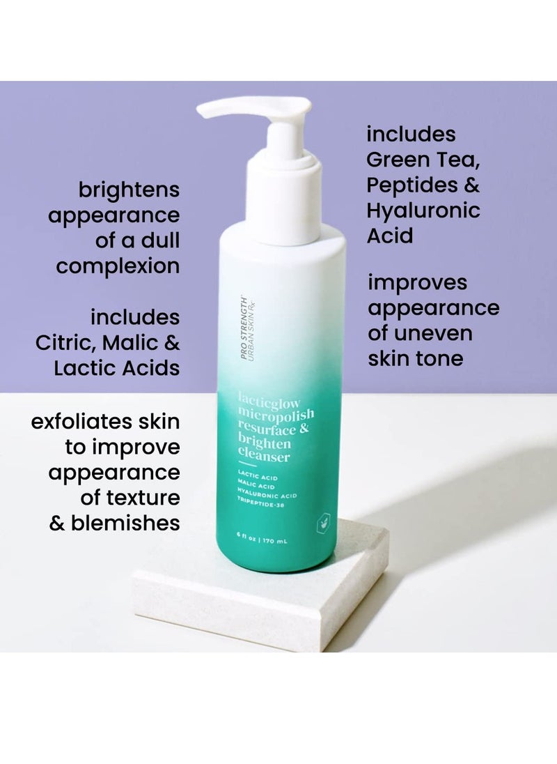 Urban Skin Rx Urban Skin Rx LacticGlow Micropolish Resurface & Brighten Cleanser | Daily Gentle Scrub and Foaming Cleanser Clarifies and Smooths Skin, Formulated with Lactic, Citric and Hyaluronic Acid | 6.0 Oz  - Image 4