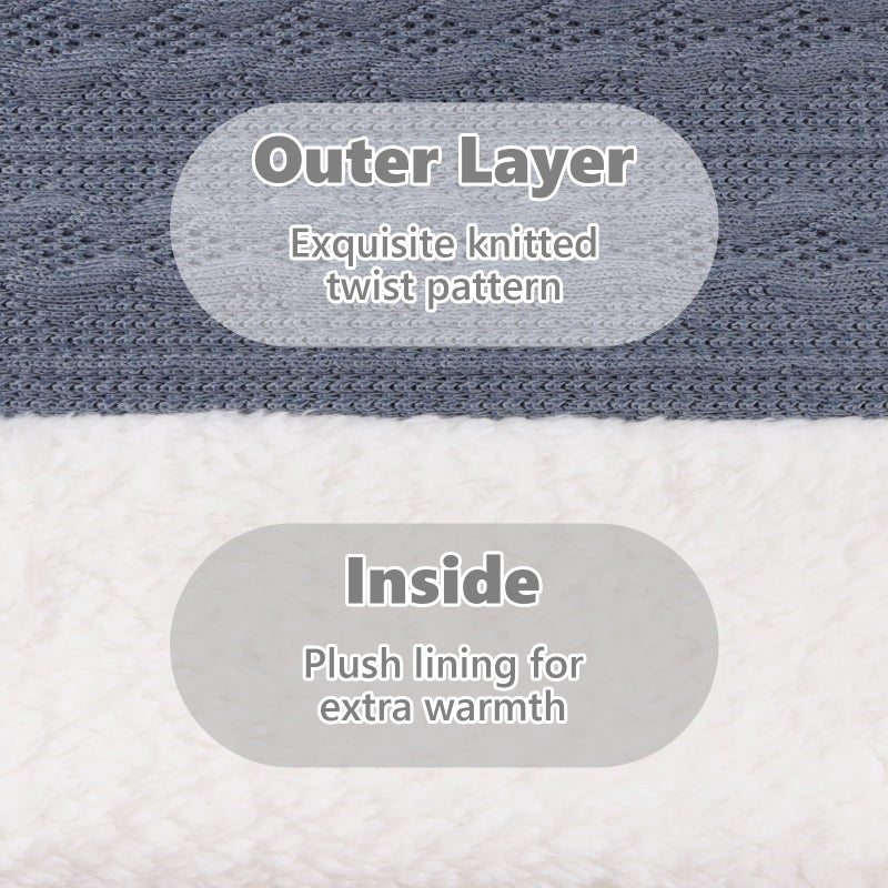 OMUKY Unisex Winter Knit Warm Scarves Thick Fleece Scarf Cold Weather Soft Neck Warmer for Women Men(Adult Blue) - Image 4