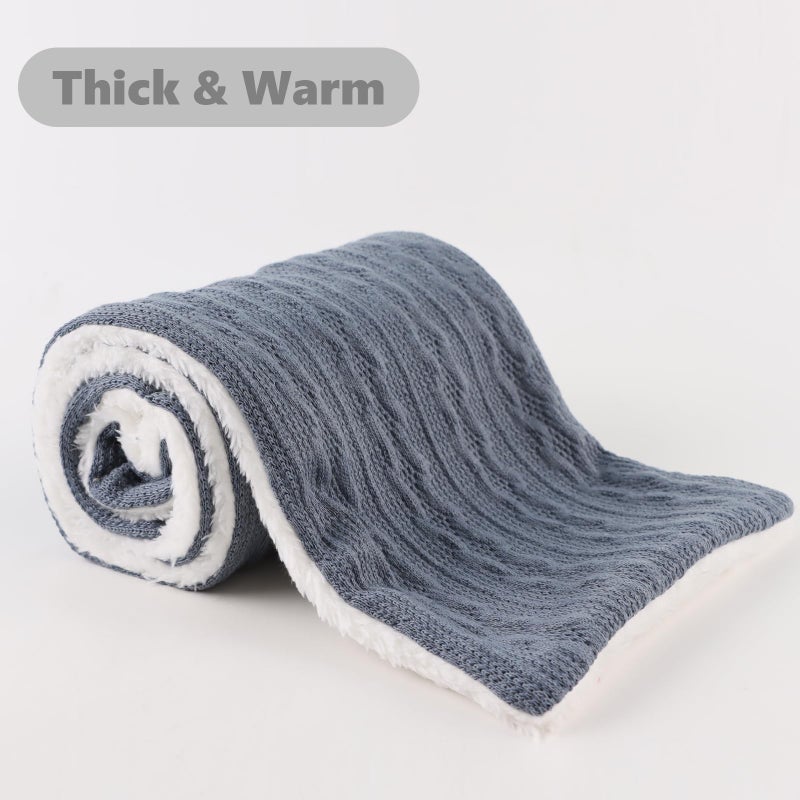OMUKY Unisex Winter Knit Warm Scarves Thick Fleece Scarf Cold Weather Soft Neck Warmer for Women Men(Adult Blue) - Image 3