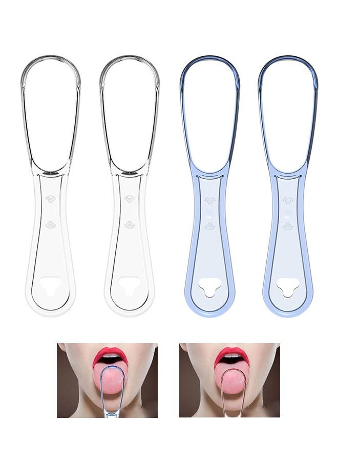 Generic 4 Pcs Tongue Scraper Cleaner, BPA Free PP MaterialTongue Cleaner Brush, Fresh Breath Reduce Bad Breath Tongue Cleaner Scrapers for Adults or Kids (Blue+White)  - Image 1