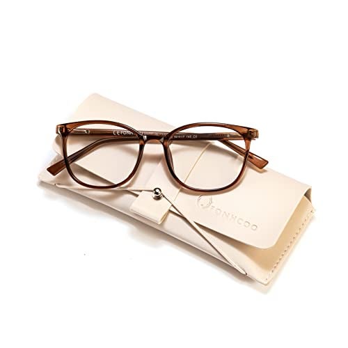 FONHCOO Blue Light Blocking Glasses Fashion Round TR90 Frame Transparent Eyewear Anti UV Blu-Ray Computer Glasses for Women Men - Image 2