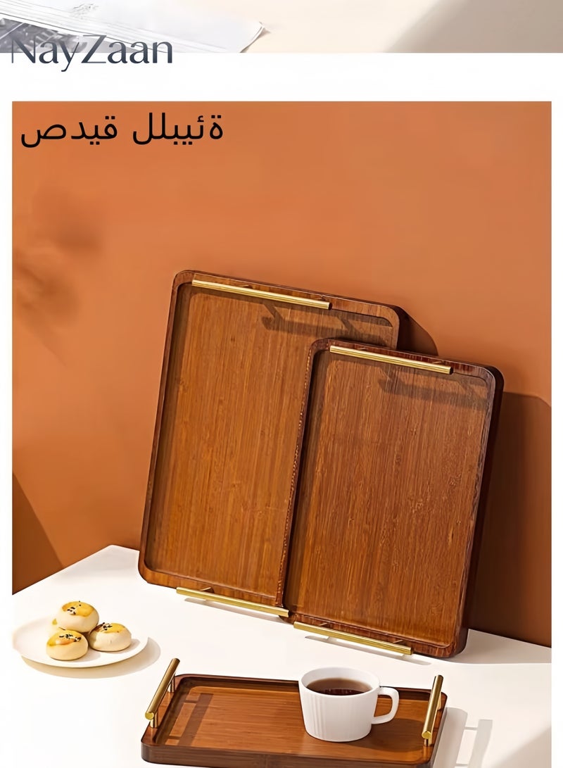 نايزان صينية خشبية متعددة الاستخدامات للقهوة والحلوى والشاي والفواكه مناسب للاستخدام اليومي والديكور المنزلي في غرفة المعيشة وغرفة النوم والمكتب وهدية مثالية - Image 3