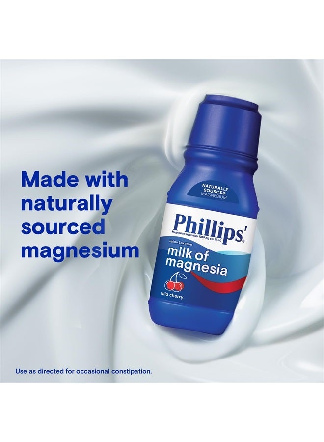 Phillips' ملين سائل من حليب المغنيسيا، بنكهة الكرز البري، 12 أونصة، منشط ومزيل للتشنجات للإمساك العرضي، العلامة التجارية رقم 1 لحليب المغنيسيا - Image 3