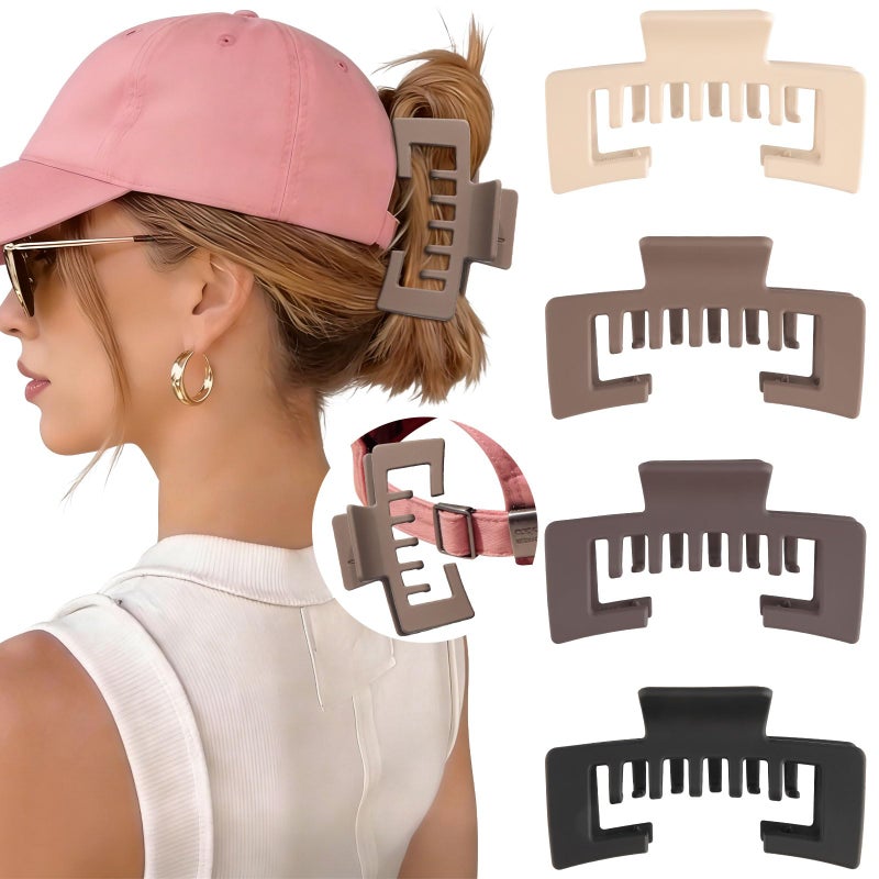 CHLINS Hat-Friendly Claw Clips for Baseball Caps - 4 Pcs Trucker Hat Hair Clips for Women, Claw Clips for Thick Hair Hat Hairstyles, Gifts Hair Accessories - Image 1