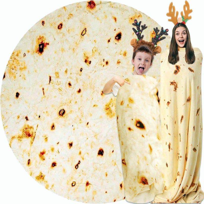 Acteb Burrito Tortilla Blanket White Elephant Gifts for Kids Stuff Useful Adults Teenagers Throw Blankets Wrap Boy Girl Party Novelty Gag Pets Soft Fleece 61in - Image 1