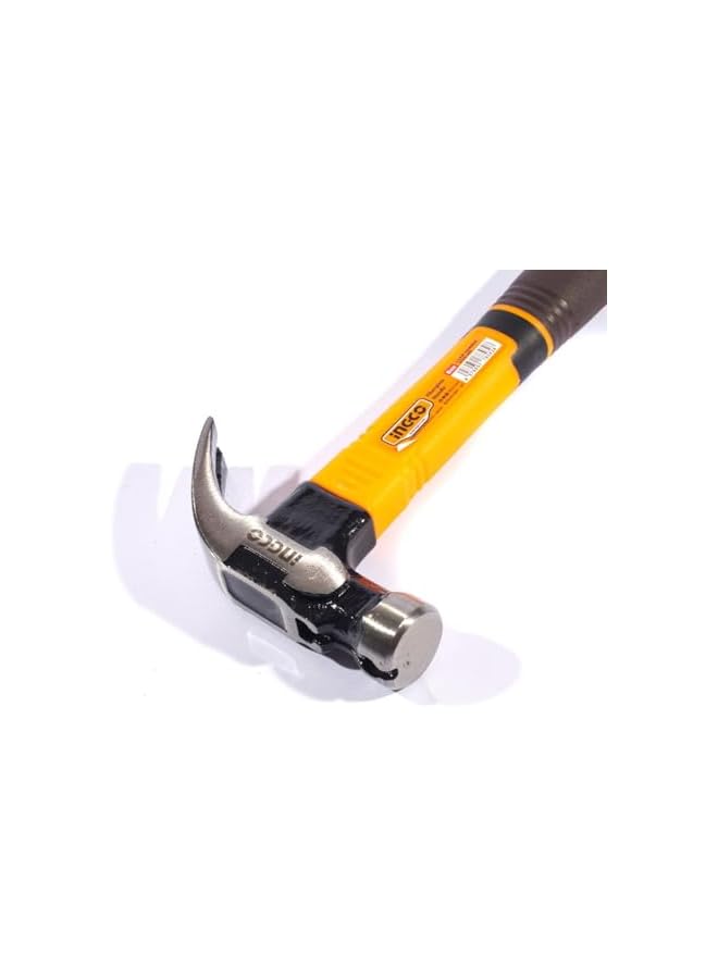 INGCO 16oz Claw Hammer with Magnetic Nail Holder, Durable Drop-Forged Carbon Steel Head, Fiberglass Handle for Comfortable Grip, Perfect for Carpentry, DIY, and Home Repairs - Image 4