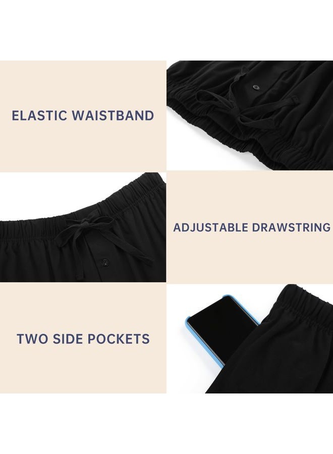 BAMBOO COOL Mens Pajama Set Sleepwear Pjs Lightweight Short Sleeve Shirts Soft Breathable Fresh Sleep Sets with Pockets S-3XL, C-black, L - Image 5