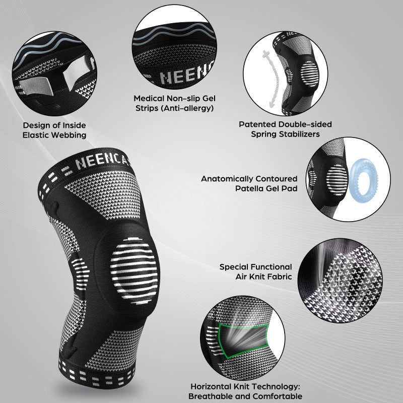 NEENCA Professional Knee Brace, Compression Knee Support with Patella Gel Pad & Side Stabilizers, Medical Knee Sleeve for Pain Relief, ACL,PCL, Meniscus, Injury Recovery, Arthritis, Sports, Workout... - Image 2