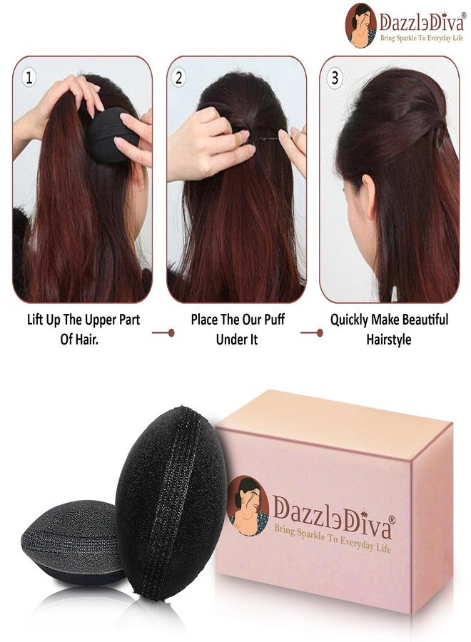 DazzleDiva Puff Maker For Hair Sponge Bun Hair Pad Fluffy Hairstyle Tools Perfect Puff Hair Head Cushion Invisible Fluffy Hair Pad Sponge Puff Maker Bun Bump Fluffy Princess Styling Hair Bun and Crown Shapers for Women 2Pcs - Image 4