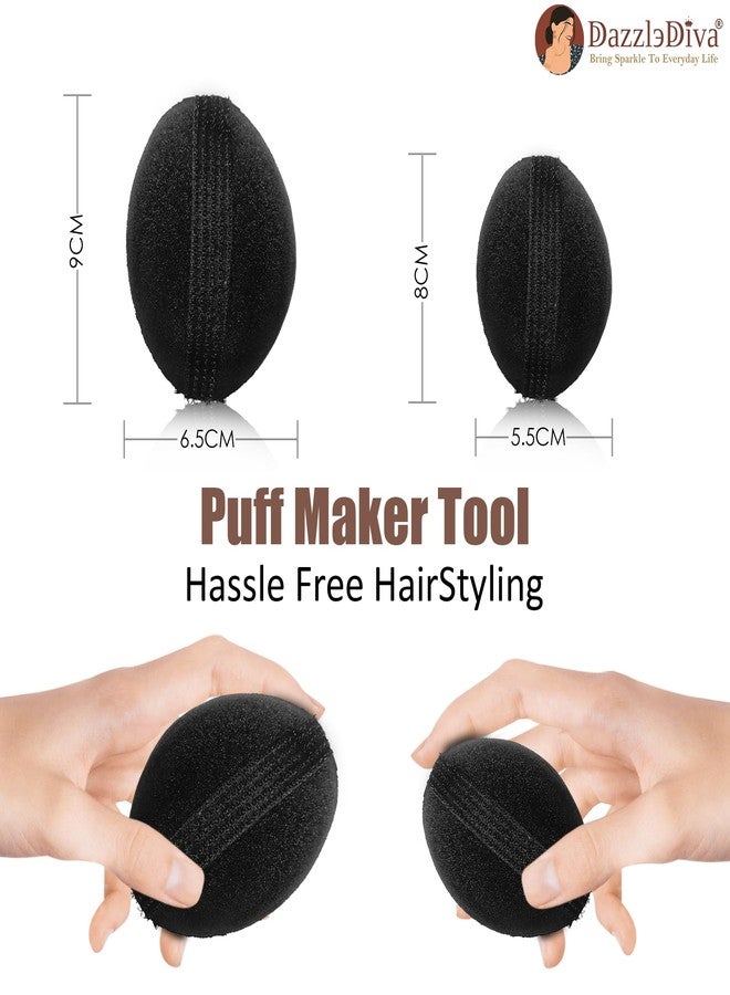 DazzleDiva Puff Maker For Hair Sponge Bun Hair Pad Fluffy Hairstyle Tools Perfect Puff Hair Head Cushion Invisible Fluffy Hair Pad Sponge Puff Maker Bun Bump Fluffy Princess Styling Hair Bun and Crown Shapers for Women 2Pcs - Image 2