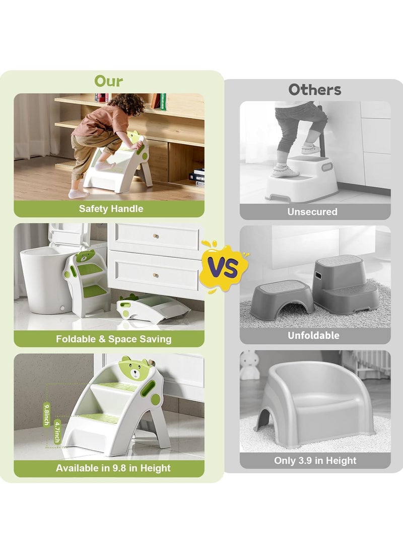 Arabest Folding Kids Step Stool for Bathroom and Potty Training,2.9lbs,Anti-Slip, Anti-Tip A-Frame Design with 10-Second Setup-Potty 2 Step Stool for Toddlers,CPC Certified for Safety and Easy Hand Washing  - Image 3