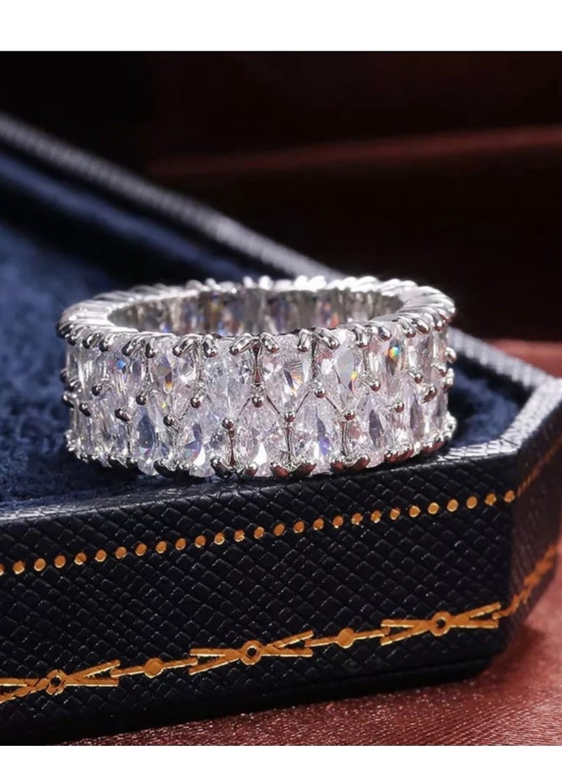 استراتيجية خاتم من الفضة الإسترليني عيار 925 مرصع بحجر الزركونيا - Image 2