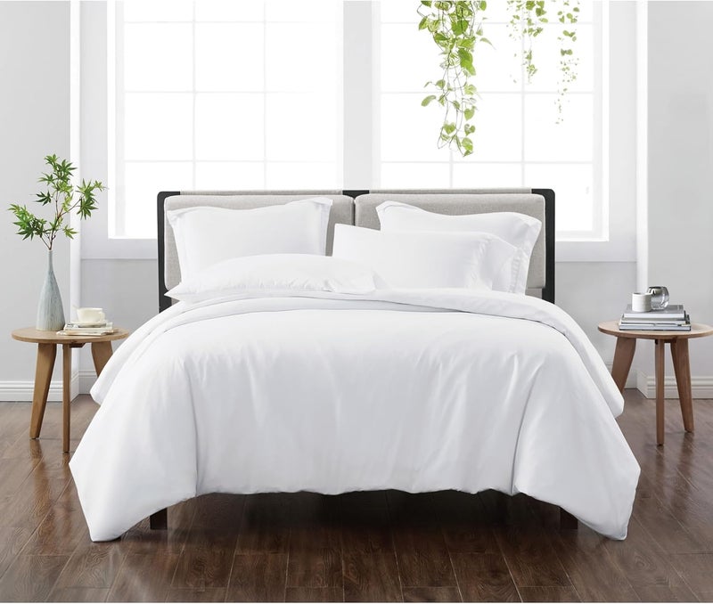 CANNON Solid White King 3 Piece Duvet Cover Set - Image 1