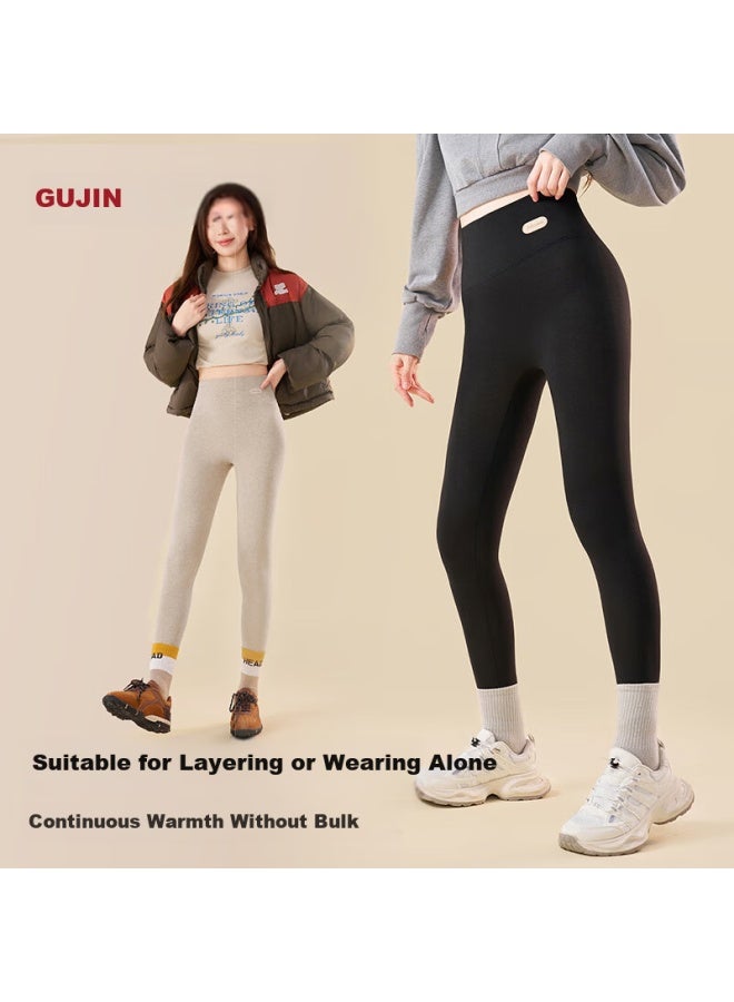 Gujin Polyester-free High-waist Thermal Leggings For Women, Cashmere Silk Blend, Slim Fit, Plus Size 2XL - Image 4