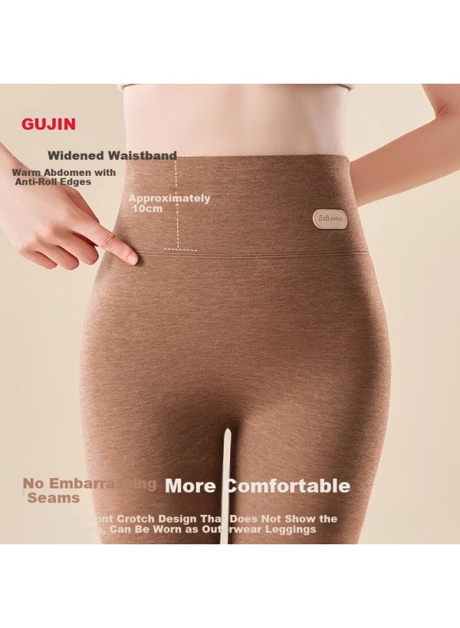 Gujin Polyester-free High-waist Thermal Leggings For Women, Cashmere Silk Blend, Slim Fit, Plus Size 2XL - Image 3