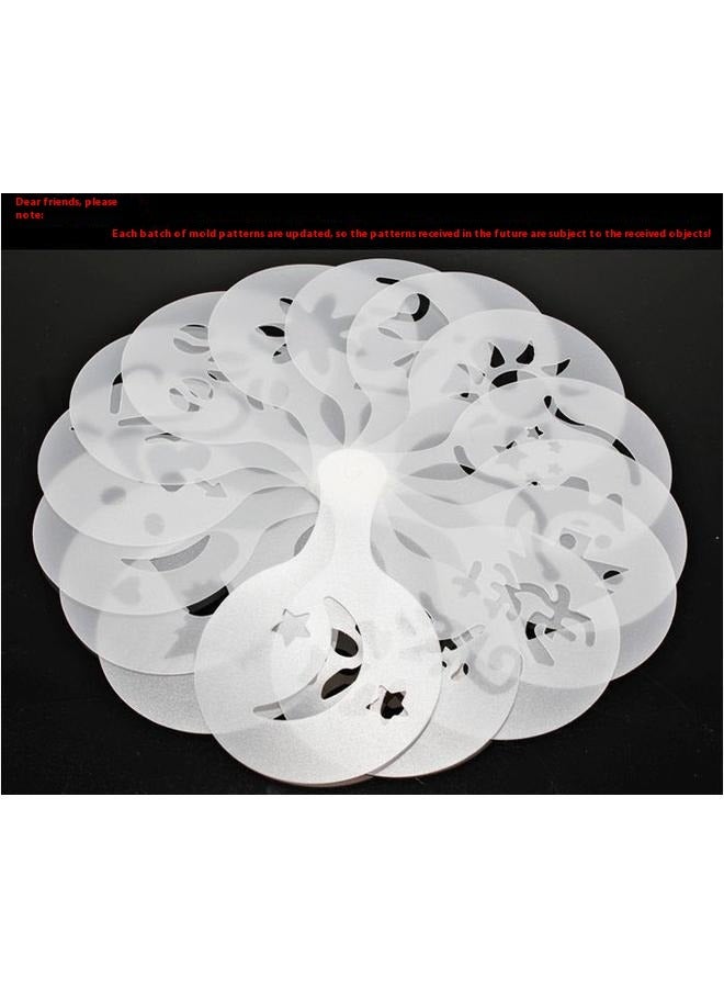 yongsheng 16-Piece Coffee Printing Stencil White 20g- Coffee Latte Art Stencils DIY Decorating Cake Cappuccino FoamTool (Color: White) - Image 3