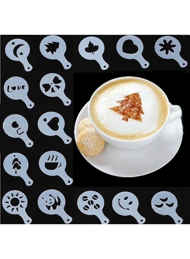 yongsheng 16-Piece Coffee Printing Stencil White 20g- Coffee Latte Art Stencils DIY Decorating Cake Cappuccino FoamTool (Color: White) - Image 5