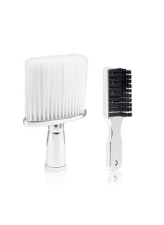 2 Pieces Barber Brush Set with Barber Blade Cleaning Brush Neck Duster Brush Clipper Cleaning Brush Styling Brush Tool for Barbershop and Home Use Silver