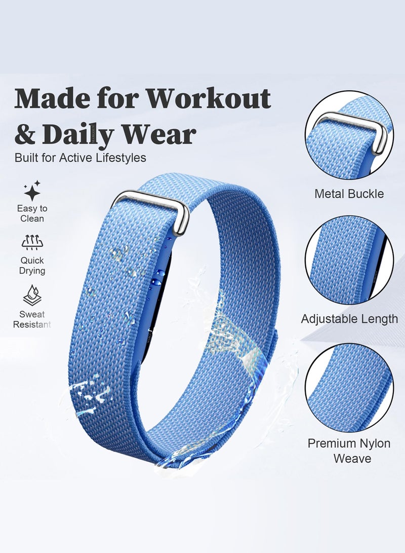 CATANES Woven Nylon Replacement Bands for Google Fitbit Air – Breathable Stretch Elastic Sport Watch Straps – Comfortable Lightweight Wristband for Screenless Tracker - Light Blue - Image 5