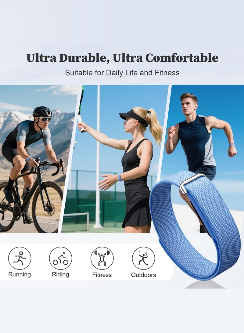 CATANES Woven Nylon Replacement Bands for Google Fitbit Air – Breathable Stretch Elastic Sport Watch Straps – Comfortable Lightweight Wristband for Screenless Tracker - Light Blue - Image 2