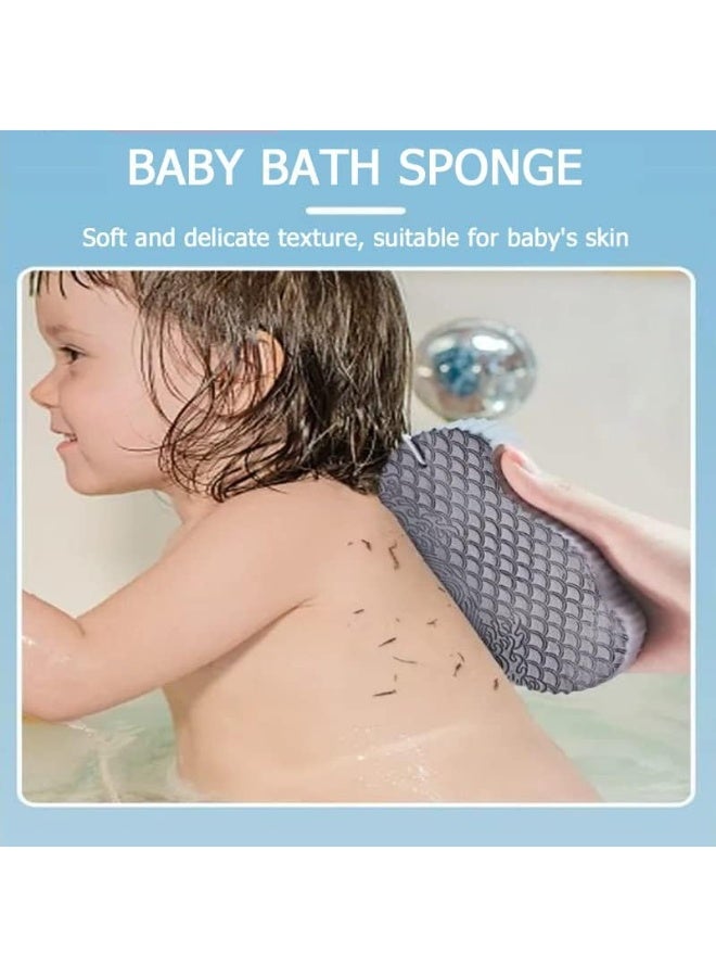 3Pcs Magic Exfoliating Bath Sponge, 3D Super Soft Exfoliating Bath Sponge, Exfoliating Sponge Remover Dead Skin for Adults Children and Pregnant Women, Reusable(Blue+Pink+Gray) - Image 3