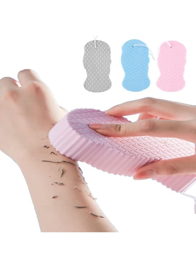 3Pcs Magic Exfoliating Bath Sponge, 3D Super Soft Exfoliating Bath Sponge, Exfoliating Sponge Remover Dead Skin for Adults Children and Pregnant Women, Reusable(Blue+Pink+Gray) - Image 1