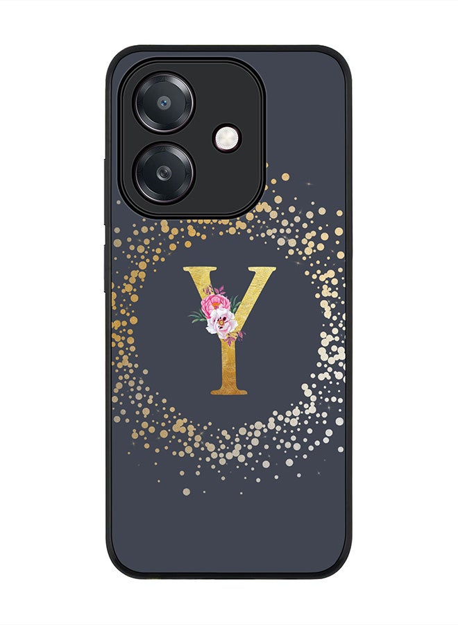 Stylizedd For Oppo A5i Case,Slim fit Camera Protection, Shockproof Thin Phone cover  - Custom Monogram Floral - Y  (Grey )