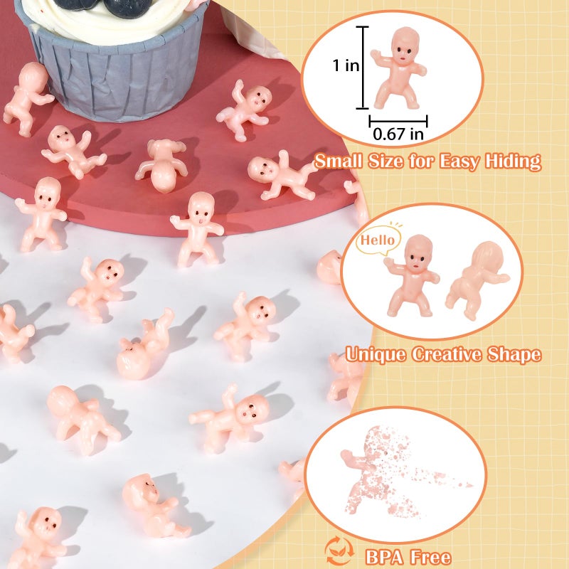 ZZYFGH 60 PCS Plastic Babies for Games, 1 Inch White Mini Babies Tiny Baby for Shower Game, My Water Broke Ice Cube Game, King Cake Baby for Party Decorations - Image 3