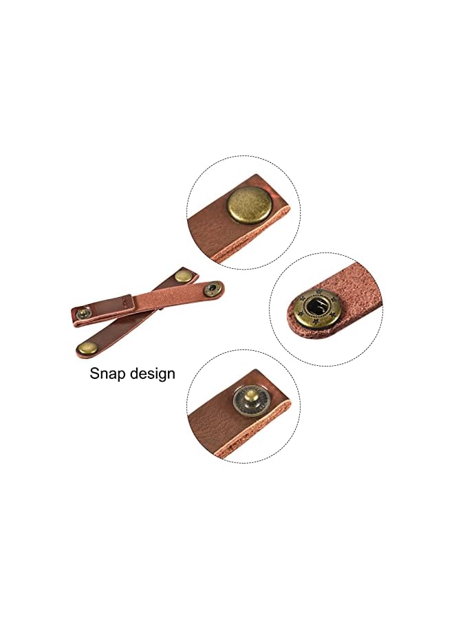 S-TOP Leather Cable Tie Leather Cord Organizer 90x12mm Cable Straps Cable Leather Clips Light Brown Earphone Cord Management for Cable, Wire, Pack of 5 - Image 2