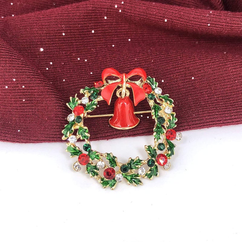 YOQUCOL Small Cute Christmas Wreath Brooch Pins for Women Christmas New Year Jewelry - Image 2
