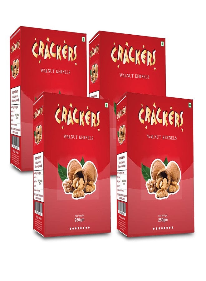 Go Crackers Kashmiri Brown Quarters Walnuts Kernels Without Shell, 1 KG (250g x 4) | Dry Fruits | | Kashmiri giri for Snacking & Baking - Image 1