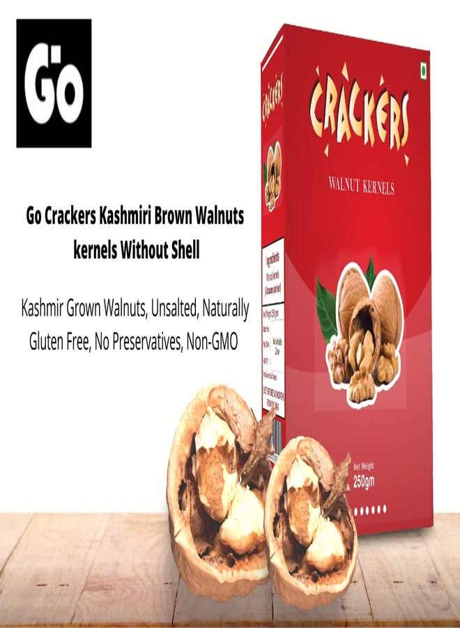 Go Crackers Kashmiri Brown Quarters Walnuts Kernels Without Shell, 1 KG (250g x 4) | Dry Fruits | | Kashmiri giri for Snacking & Baking - Image 2