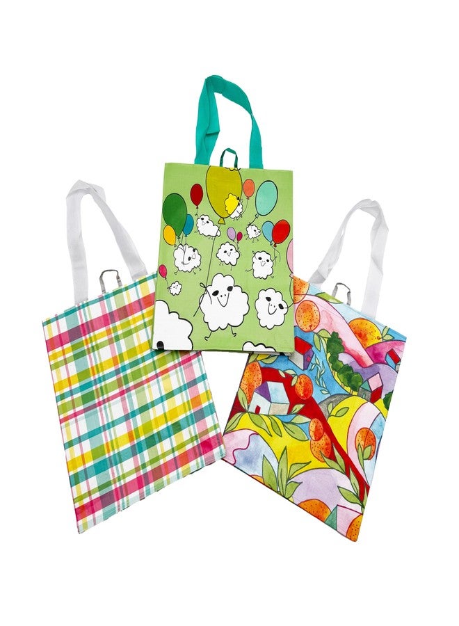 Earthwise Reusable Shopping Bags Extremely Durable Multi Use Large Stylish Fun Foldable Water-Resistant Totes Design - Small Rise (pack of 6-2 of each Design) - Image 3