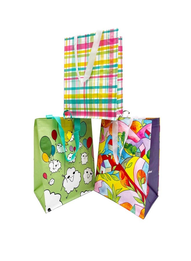 Earthwise Reusable Shopping Bags Extremely Durable Multi Use Large Stylish Fun Foldable Water-Resistant Totes Design - Small Rise (pack of 6-2 of each Design) - Image 2