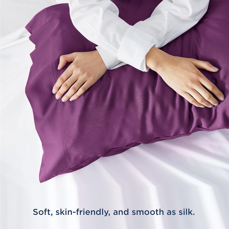 Bedsure Cooling Pillow Cases King - Rayon Made from Bamboo, Dark Purple Chill Pillowcase 2, Silky Soft & Breathable Pillow Covers with Envelope Closure, Gift for Hot Sleepers in Summer, 20x36 Inches - Image 4