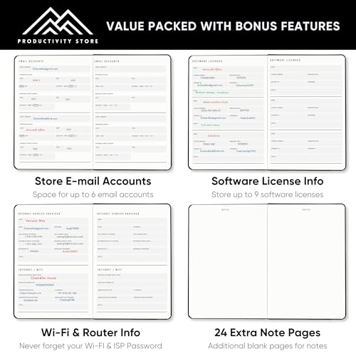 PRODUCTIVITY STORE Best Password Book With Alphabetical Tabs | Password Book, Organizer & Notebook | Password Keeper To Keep Website Logins & Passwords Safe | Black | Medium 5x8 - Image 5