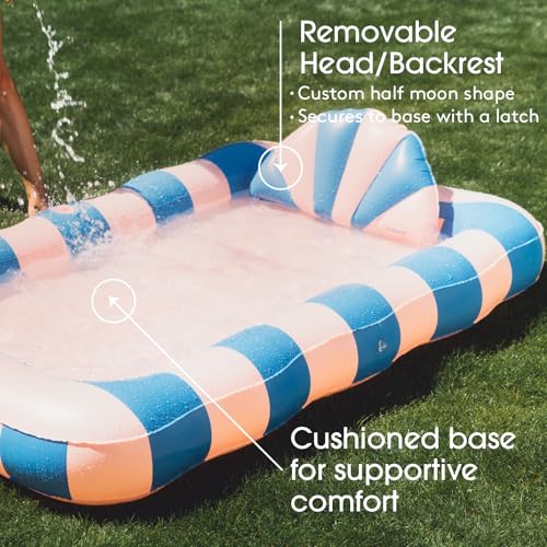 FUNBOY Tanning Pool Lounger Float Coral Stripe, XL 72'' x 48'' Pool Float with Custom Pillow and Large Cup Holder, Perfect for Pool or Backyard. - Image 3