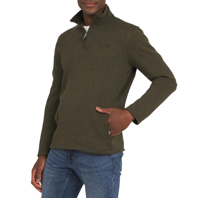 Chaps Men's Regular Fit Long Sleeve Midweight Quarter Zip Fleece Pullover Sweater, Forest Green, Large - Image 1