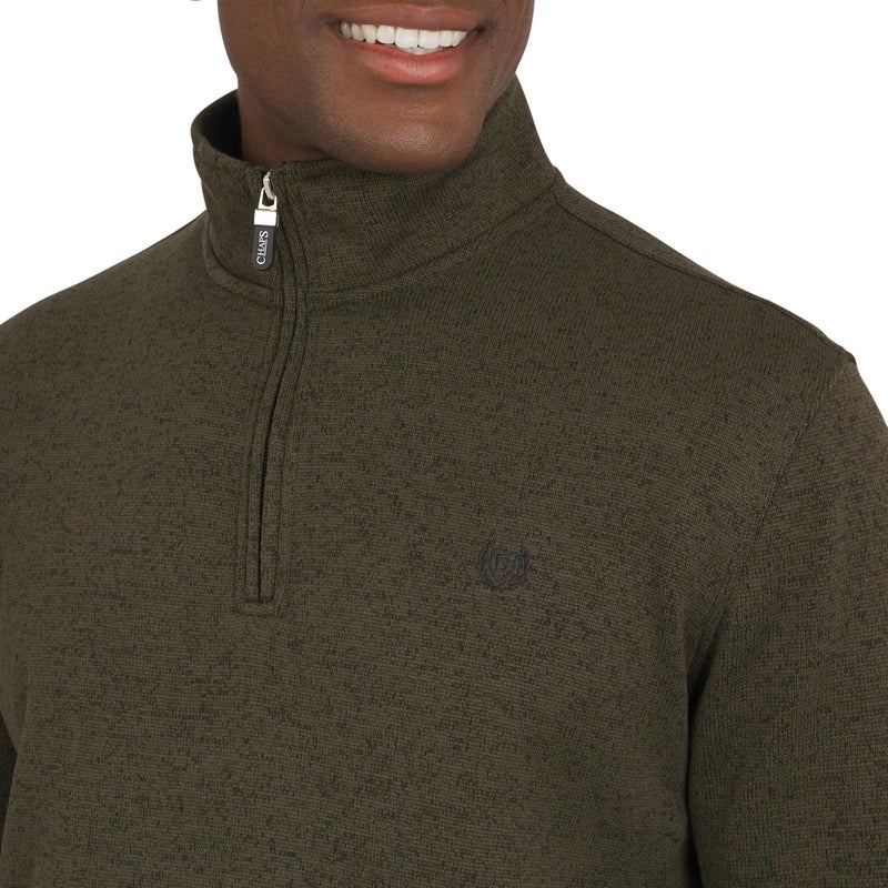 Chaps Men's Regular Fit Long Sleeve Midweight Quarter Zip Fleece Pullover Sweater, Forest Green, Large - Image 2