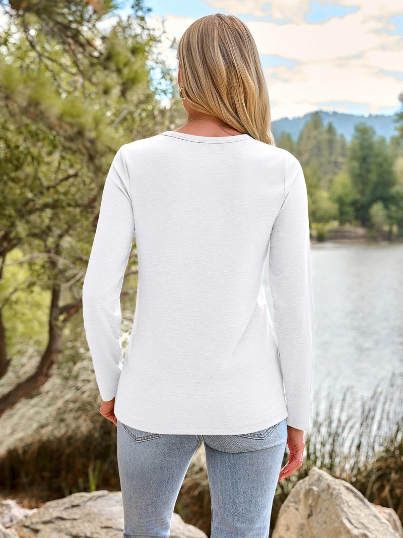 AUTOMET Womenâ€˜s Basic Long Sleeve Crewneck, Plus Size Winter & Spring Top, Casual Fall Tee for Teacher & Everyday Outfits 01white L - Image 4