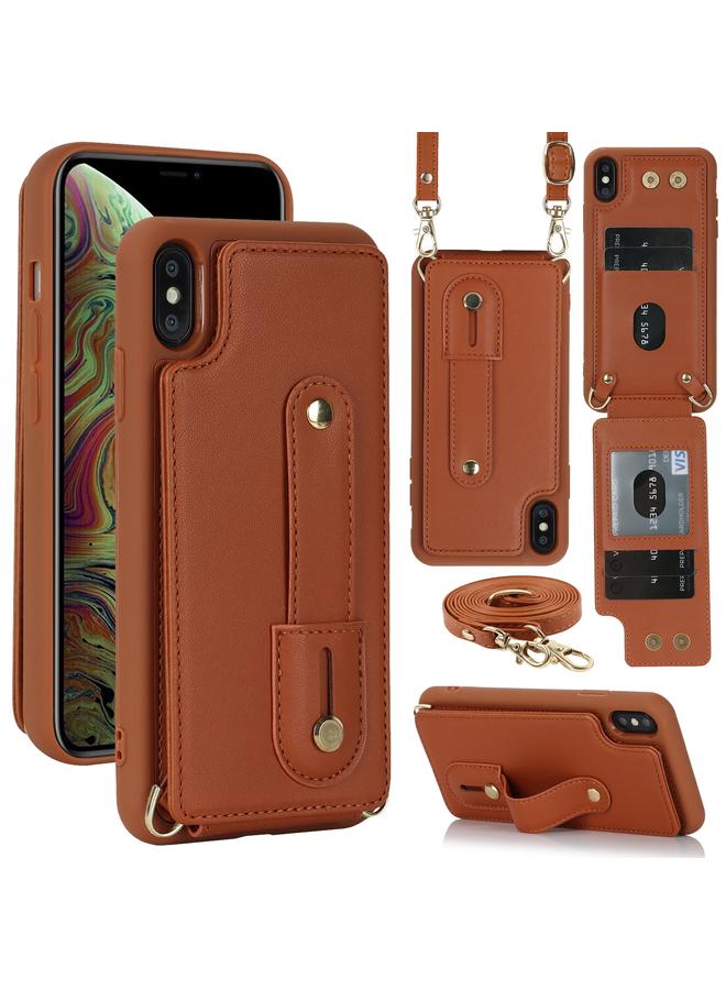 S-TOP Case For iPhone XS Max Wristband Vertical Flip Wallet Back Cover Phone Case with Long Lanyard - Image 1