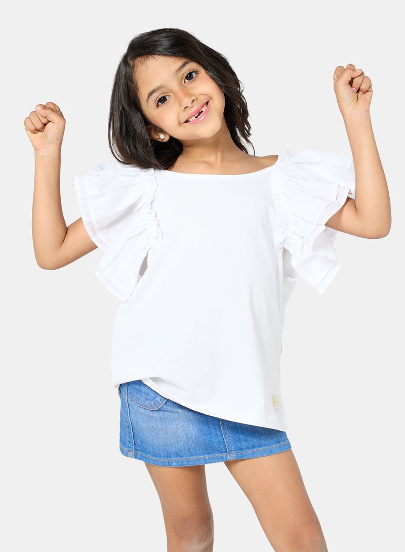 Panco Baby Girls SUNDAY Ruffle Detailed T-Shirt - Image 1