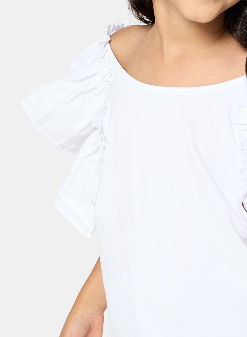 Panco Baby Girls SUNDAY Ruffle Detailed T-Shirt - Image 3