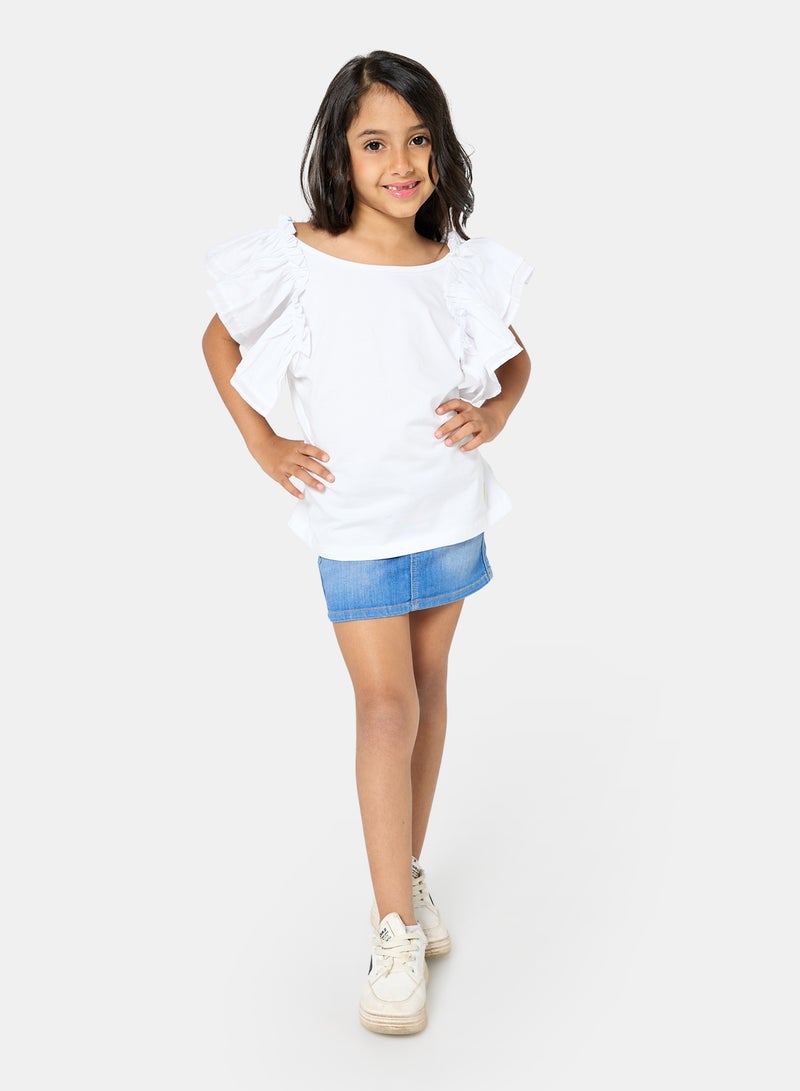 Panco Baby Girls SUNDAY Ruffle Detailed T-Shirt - Image 4