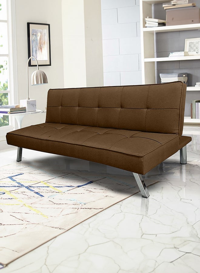 In-House Sandi | 3-Seater Sofabed 2 In 1 Upholstered In Velvet 30x177x107 cm- Brown - Image 1
