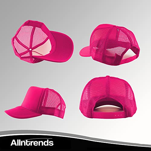 ALLNTRENDS Adult Trucker Hat Smile Face Embroidered Baseball Cap Adjustable Snapback (Neon Pink) - Image 4