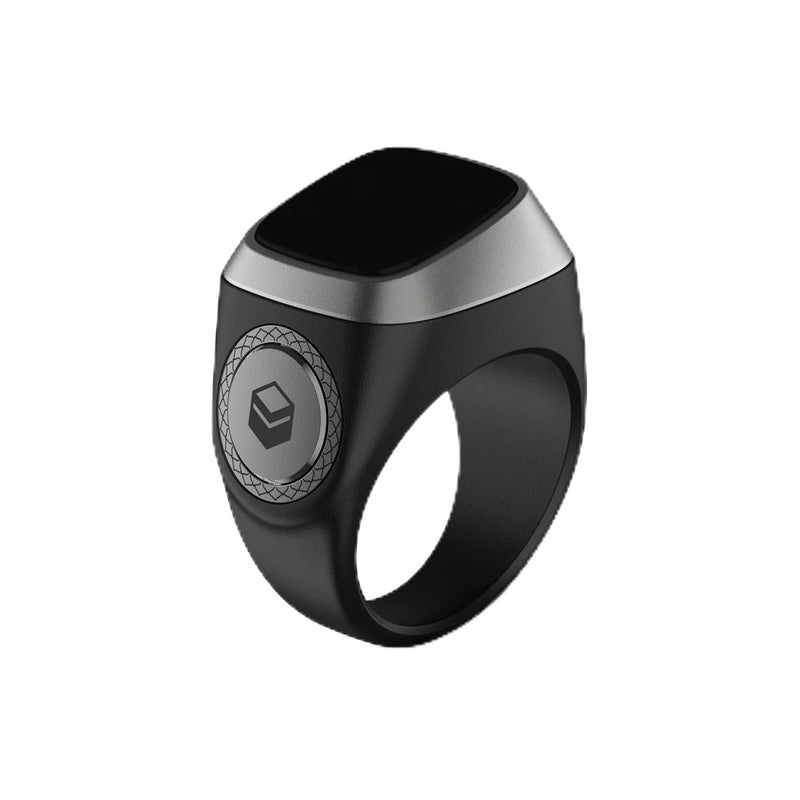 Smart Tasbih Zikr Ring, Muslim Prayer, Prayer timing reminder, OLED display, Tasbih Counter, Smart Ring, Wearable Technology, Waterproof, lite version (Acrylic, Gray, 18MM) - Image 1